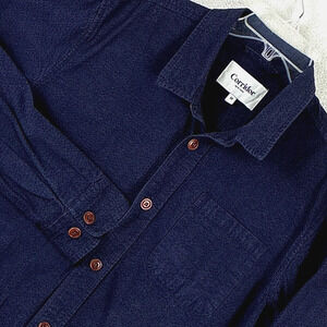 Corridor Overshirt Jacket Mens M Navy Seersucker Preppy NYC Workwear Huckberry